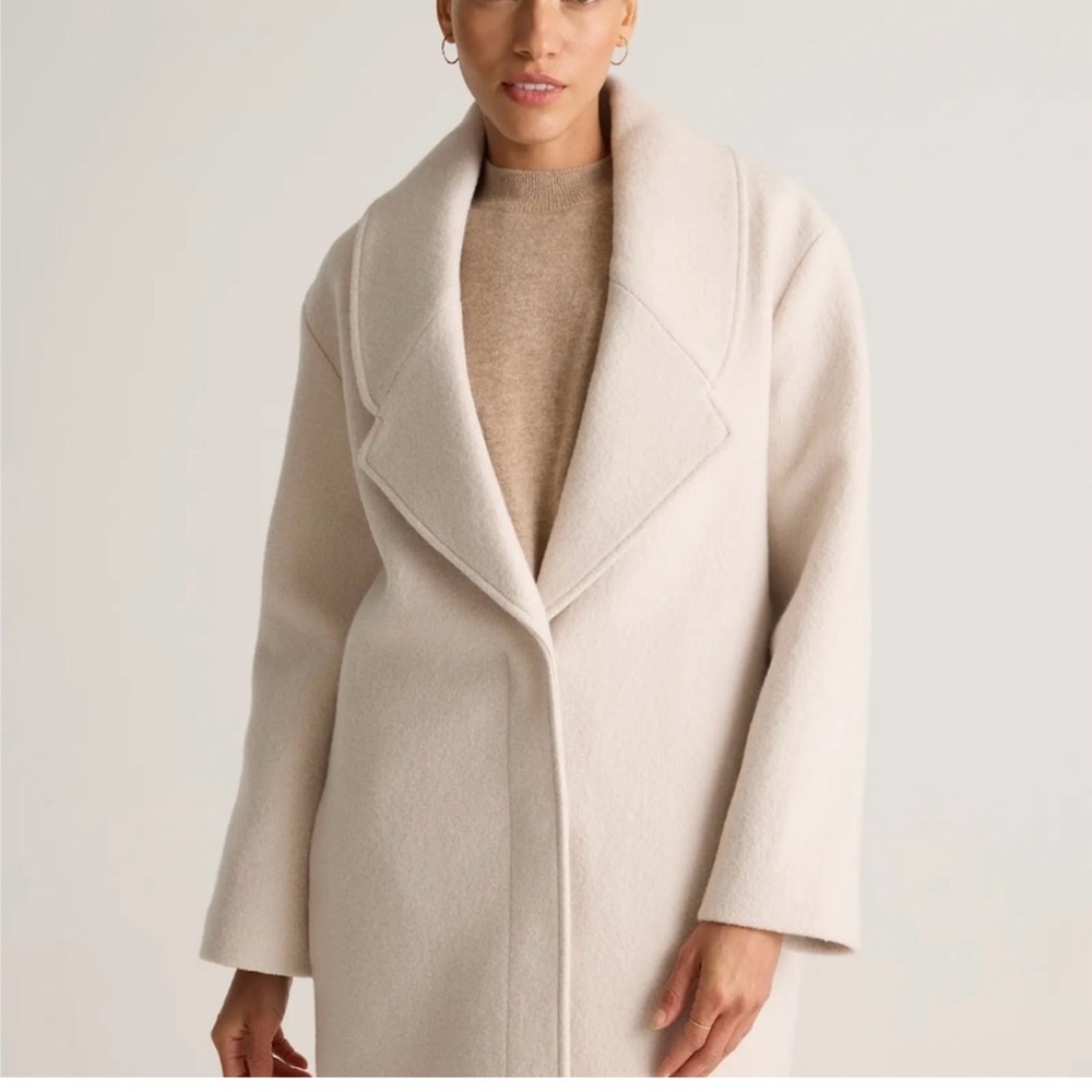 Quince Women's Elegant 💯% Wool Cream Pea Coat Size XS New - Picture 7 of 7